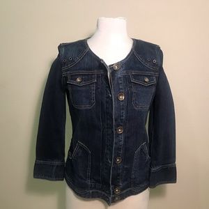 DKNY Collarless Denim Jacket